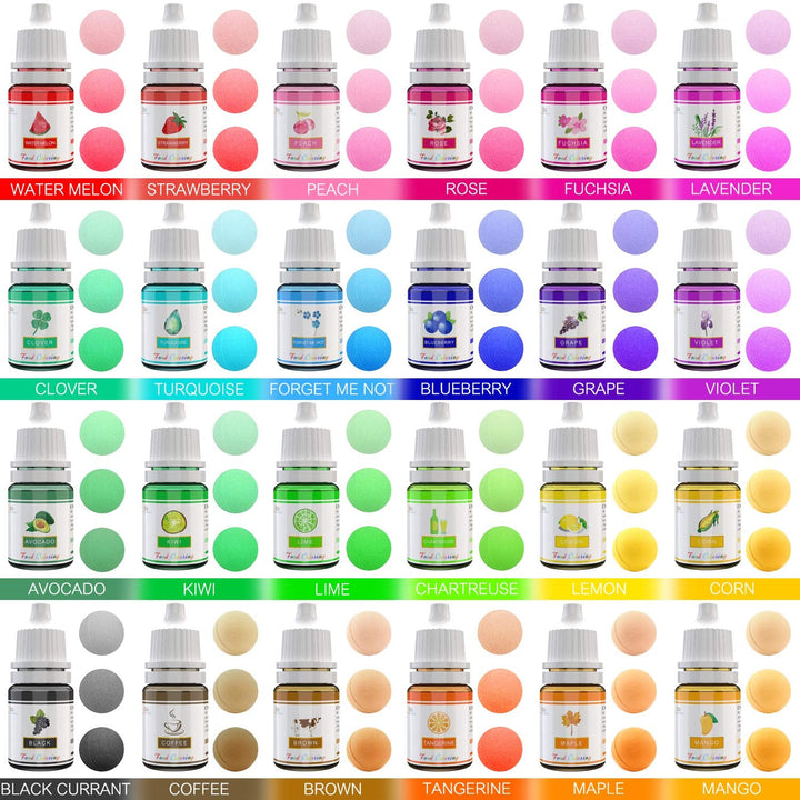 Colorant alimentar - Set de 24 de culori colorant alimentar lichid pentru copt torturi, fursecuri, fondant, macaroane - Colorant alimentar pentru decorarea torturilor, săpunuri DIY, colorant pentru artizanat - 6 ml fiecare