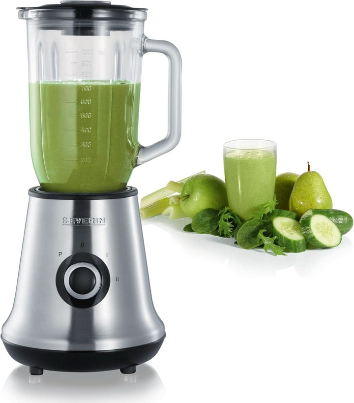 SEVERIN Multimixer, 2-In-1 Stand Mixer Und Smoothie Maker Mit 1 L Glas-Mixbehälter Und Trinkbecher, Küchenmixer Mit 2 Stufen Und Pulse-Funktion, 500 W, Edelstahl/Schwarz, SM 3737 Mama si Copilul Naty Shop Single Ohne Zubehör