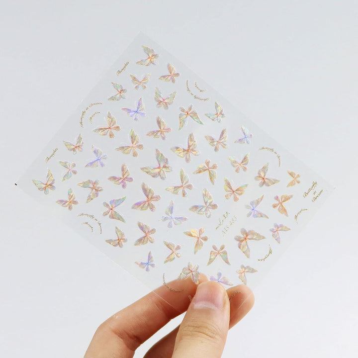 JMEOWIO 3D Nagelsticker Schmetterling Nail Art Sticker Selbstklebend Nagelaufkleber 5D Stereoskopisch Dekoration Nageldesign Zubehör 1 Blatt