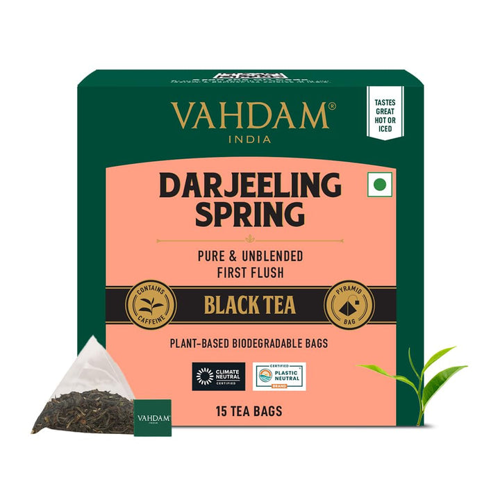VAHDAM, ceai verde din Himalaya (30 pliculețe de ceai piramidale) 100% pur și aromat | Ceai verde natural cu frunze întregi | Proaspăt și direct de la sursa din India | Se prepară fierbinte sau rece