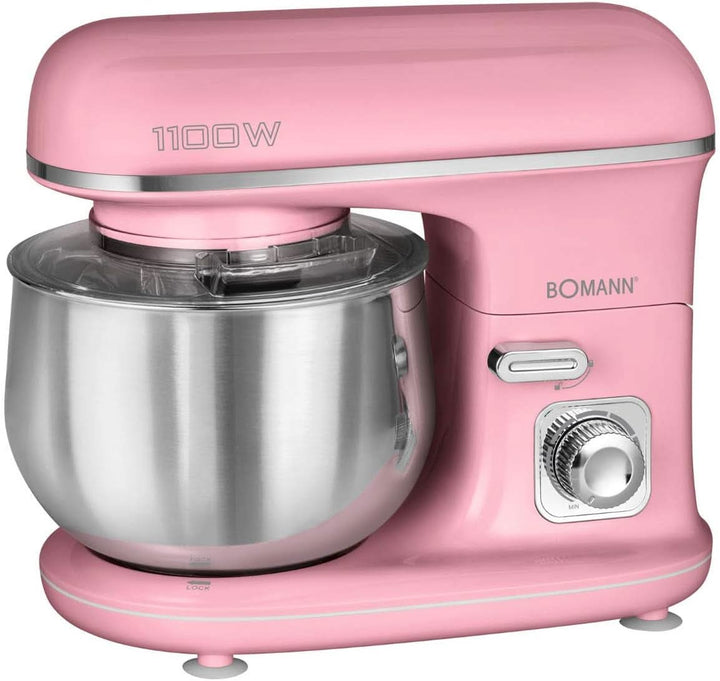 Bomann® Retro Küchenmaschine Zum Backen | Knetmaschine 5L |Starker 1100W Motor | Teigmaschine Inkl. Haken & Schneebesen | Retro Teigknetmaschine Spritzschutz Mit Nachfüllöffnung – KM 6030 CB Mint-Grün Mama si Copilul Naty Shop Pink
