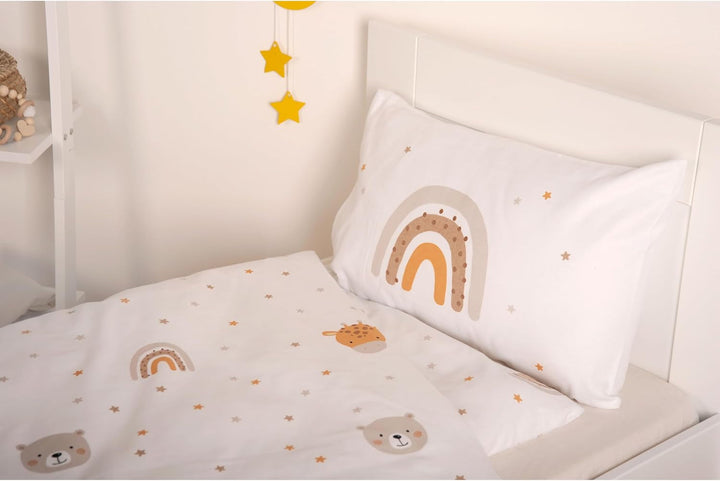 Herding Babybest Little Friends Winterbettwäsche, Kopfkissenbezug 40 X 60 Cm Mit Hoteleinschlag, Bettbezug 100 X 135Cm, Mit Reißverschluss, 100% Baumwolle/Flanell, Weiß, Twin Naty Shop