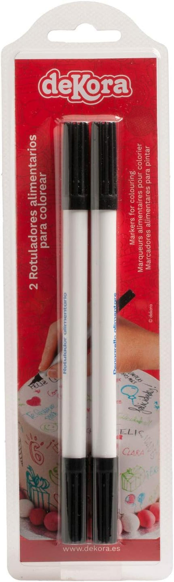 Dekora 414094 - Pixuri negre colorante alimentare pentru decorarea brioșelor, fondant sau hârtie comestibilă - Culoare neagră, Negru