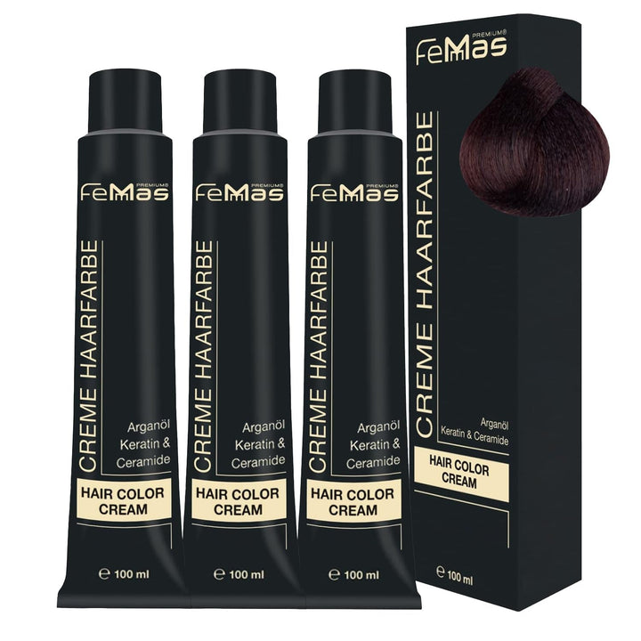 FemMas Hair Colour Pure & Mix Red I Cremă profesională cu ulei de argan, keratină și ceramide I Ca o vopsea de păr permanentă sau nuanță pentru rezultate radiante, de lungă durată I 100 ml