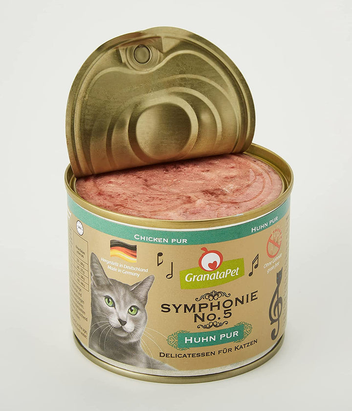 Granatapet Symphonie No. 5 Pui PUR , Hrană pentru pisici fără cereale și zahăr adăugat, File în jeleu natural, Hrană umedă delicioasă pentru pisici, 6 X 200 G