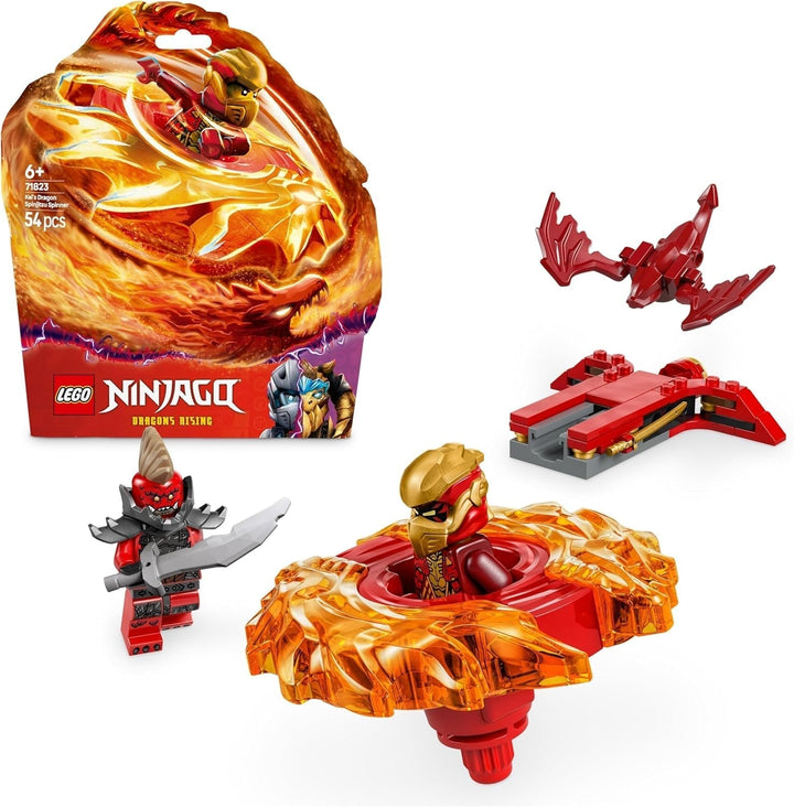 LEGO NINJAGO Kai's Dragon Spinjitzu Spinner - Jucărie Ninja de acțiune cu 2 minifigurine - Set de joacă mic pentru copii - Idee de cadou pentru băieți și fete de la 6 ani 71823 Seturi de constructie Besuche den LEGO-Store Titlu implicit