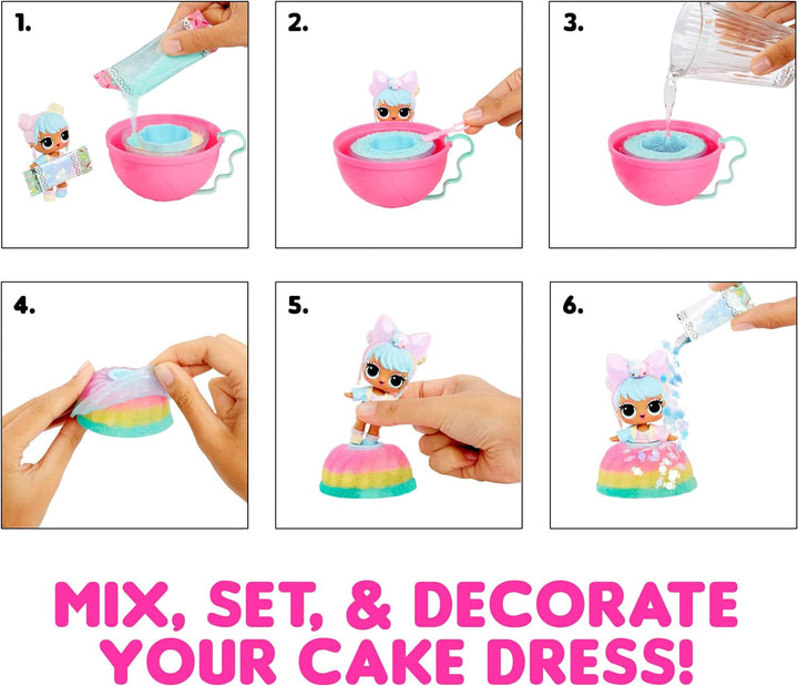 L.O.L. Surprise! Mix & Make Birthday Cake Tots - Cu păpușă de colecție, rochie de tort diy, "coacerea" și decorarea tortului, ingrediente și stropi cu sclipici - Păpușă cu rochie de tort - Ideal pentru fetițe cu vârsta de peste 3 ani Papusi Naty Shop
