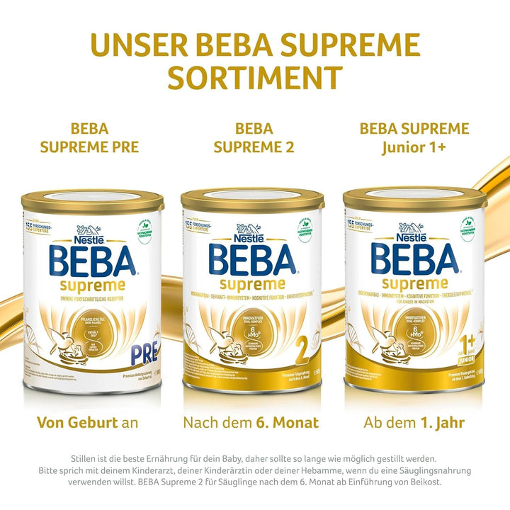 BEBA SUPREME 2 Lapte de continuare după 6 luni, doar lactoză, fără ulei de palmier, pachet de 6 (6 x 800 g) Naty Shop