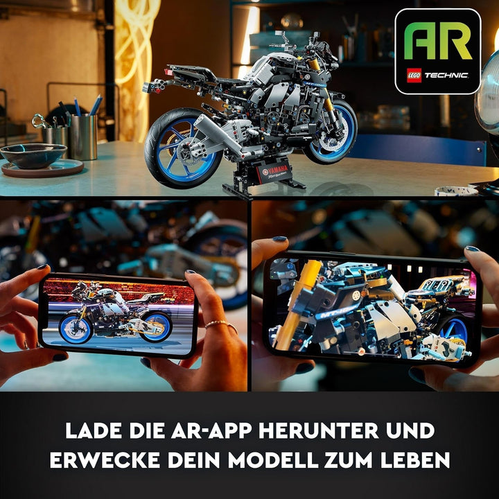 LEGO 42159 Technic Yamaha MT-10 SP Kit model de motocicletă pentru adulți, model autentic de vehicul cu motor cu 4 cilindri, direcție funcțională și aplicație Ar, cadou pentru bărbați și femei Seturi de constructie Besuche den LEGO-Store