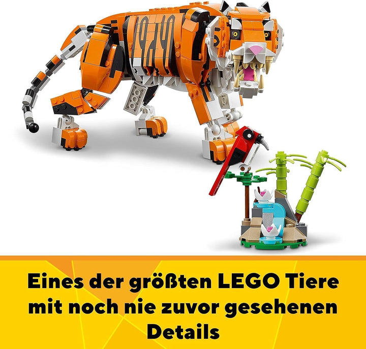 LEGO 31129 Creator Majestic Tiger, Panda sau Pește, set 3 în 1 de figuri de animale, jucărie pentru copii, băieți și fete, jucărie de construcție cu animale Seturi de constructie Besuche den LEGO-Store