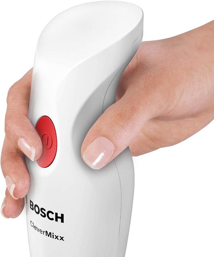 Bosch Stabmixer Clevermixx MSM14000, Abnehmbarer Mixfuß, Ergonomischer Griff, Leichtes Gehäuse, 4-Klingen-Messer, Einfache Reinigung, 400 W, Weiß/Rot Bucatarie Naty Shop