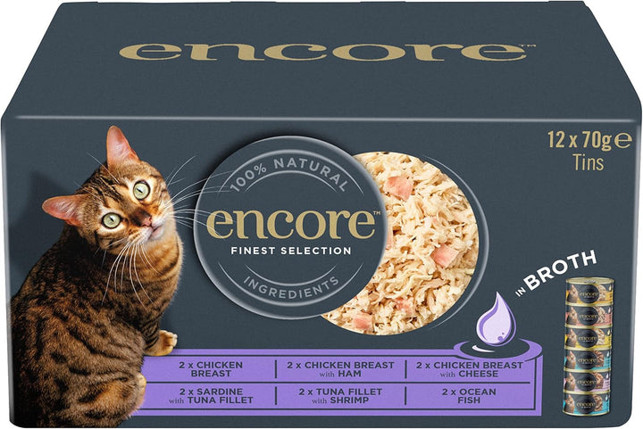 Encore Premium 100% Natural Hrană umedă la conservă pentru pisici cu sardine și file de ton - pachet de 16 X 70G
