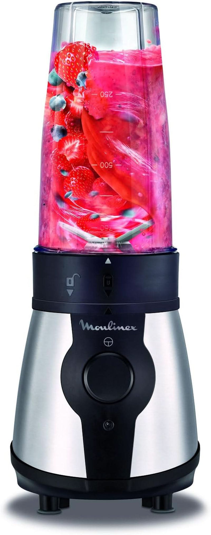 Blend&Go LM1B1D 300W Mixer, Smoothie-Mixer Mit 750 Ml Kunststoffkrug, Inklusive 750 Ml Tragbarer Flasche, 4 Abnehmbaren Klingen, Edelstahloberflächen Mama si Copilul Naty Shop
