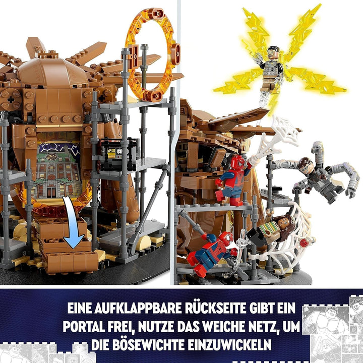 LEGO 76261 Marvel Spider-Man's Big Showdown, Spider-Man: No Way Home set cu 3 minifigurine Peter Parker plus Green Goblin, Electro, Sandman, Ned, Doctor Strange și MJ, model de colecție Seturi de constructie Besuche den LEGO-Store