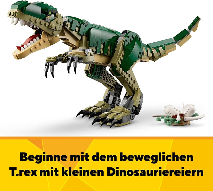 LEGO Creator T.Rex, Dino 3-in-1 pentru transformare în Triceratops sau Pterodactil, model de dinozaur mobil pentru copii, cadou pentru băieți și fete 31151 Seturi de constructie Besuche den LEGO-Store