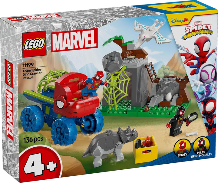 LEGO Marvel Echipa lui Spidey într-o misiune de salvare în camionul Dino, mașină de jucărie construibilă pentru supereroi, set de aventură pentru copii 4+, Spidey și super prietenii săi 11199 Seturi de constructie Besuche den LEGO-Store