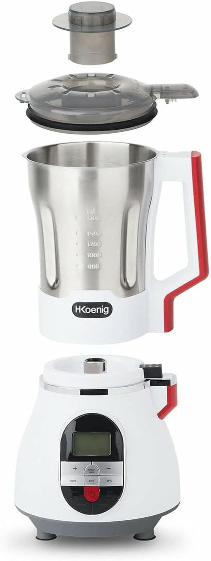 H.KOENIG MXC36 Suppenzubereiter/Mixer/Ice-Crusher/Koch- Und Mixfunktion/Bis 1,7 L/Bis 900 W/Edelstahlgehäuse / Mama si Copilul Naty Shop