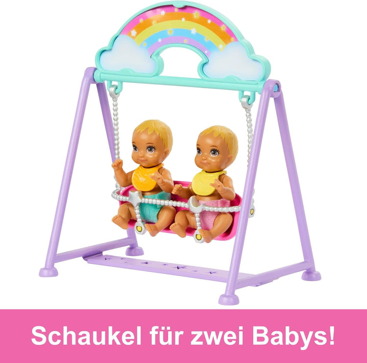 Păpușă Barbie Skipper și creșă cu accesorii, include păpuși gemene, 1 pătuț, 1 leagăn, 1 balansoar și multe altele, HXM99 Papusi Naty Shop