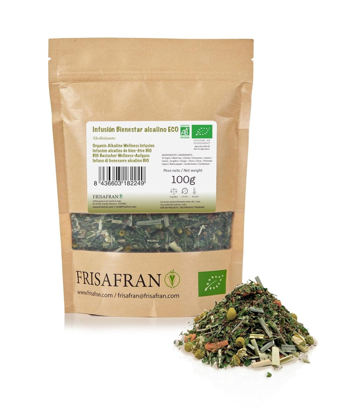 FRISAFRAN | Ceai verde Gunpowder cu mentă bio, vrac, 100 g | Antioxidant | Ceai verde japonez | Digestiv | Sănătos | Băutură răcoritoare | Infuzie de mentă | Ceai pur | Frunze de mentă | Cald-rece | Mentă