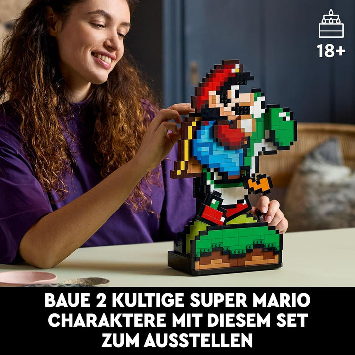 LEGO Super Mario World: Mario & Yoshi Nintendo Set de colecționat, figuri pixelate, model de construit și expus, decorațiuni pentru casă și de colecționat, kit de model și cadou pentru fanii adulți 71438 Seturi de constructie Besuche den LEGO-Store