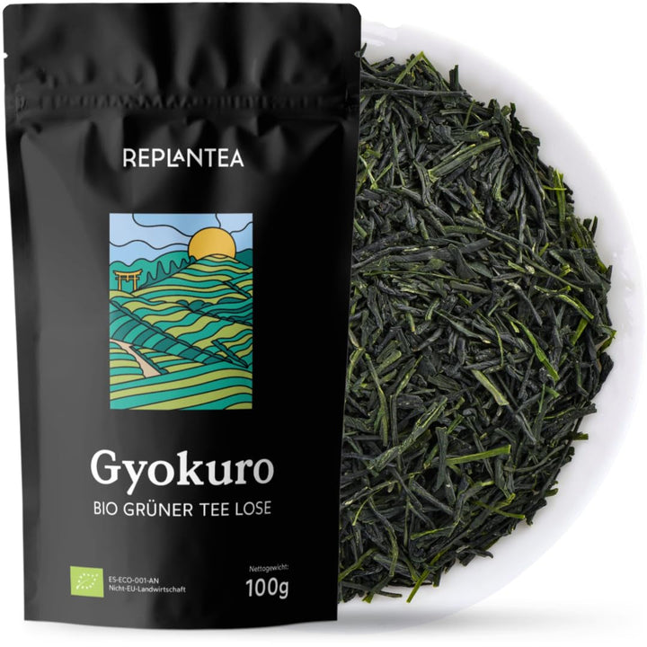 Ceai verde japonez Gyokuro organic (100 g) | Ceai premium la vrac | Gust umami rafinat și dulceață delicată | REPLANTEA