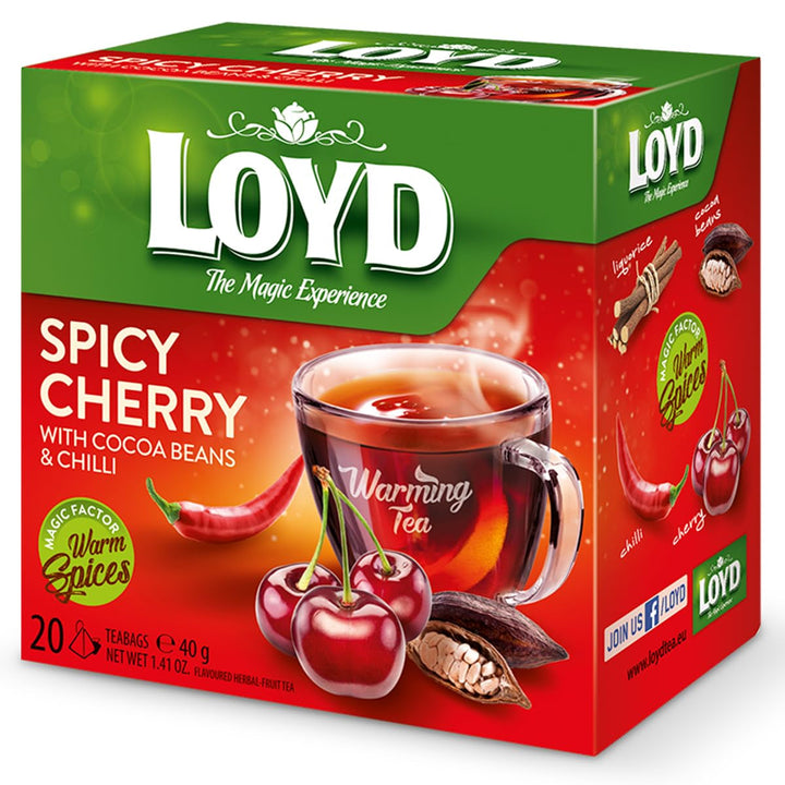 LOYD - Ceai încălzitor cu zmeură, scorțișoară și piper negru - 20 pliculețe piramidale - Ceai de iarnă cu zmeură și un praf de piper - Dulce, cu o notă picantă - Warming Tea Raspberry, Cinnamon & Black Pepper - 40 g