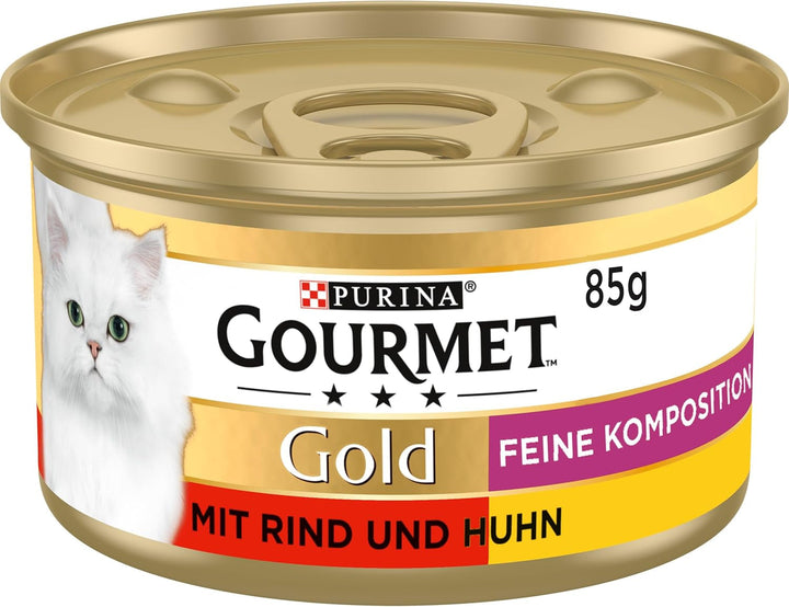 Gourmet Gold Fine Composition Cat Food umedă, cu rață și curcan, 12Pack (12 X 85G)