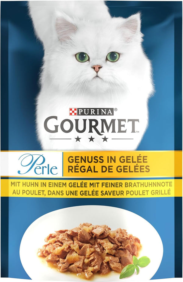 Gourmet Perle Pleasure in Jelly Hrană umedă pentru pisici cu pui și aromă fină de pui prăjit 26Pack (26 X 85G)