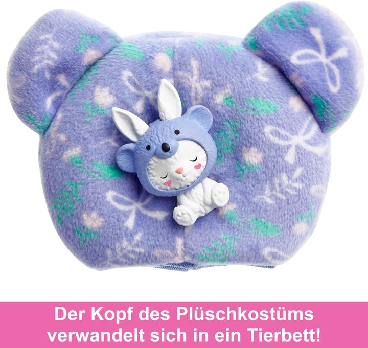 BARBIE Cutie Reveal Doll - păpușă Chelsea cu 6 surprize și distracție cu schimbarea culorilor, iepuraș în costum de pluș Koala, jachetă din fleece cu model la modă, pentru copii de la 3 ani, HRK31 Papusi Naty Shop