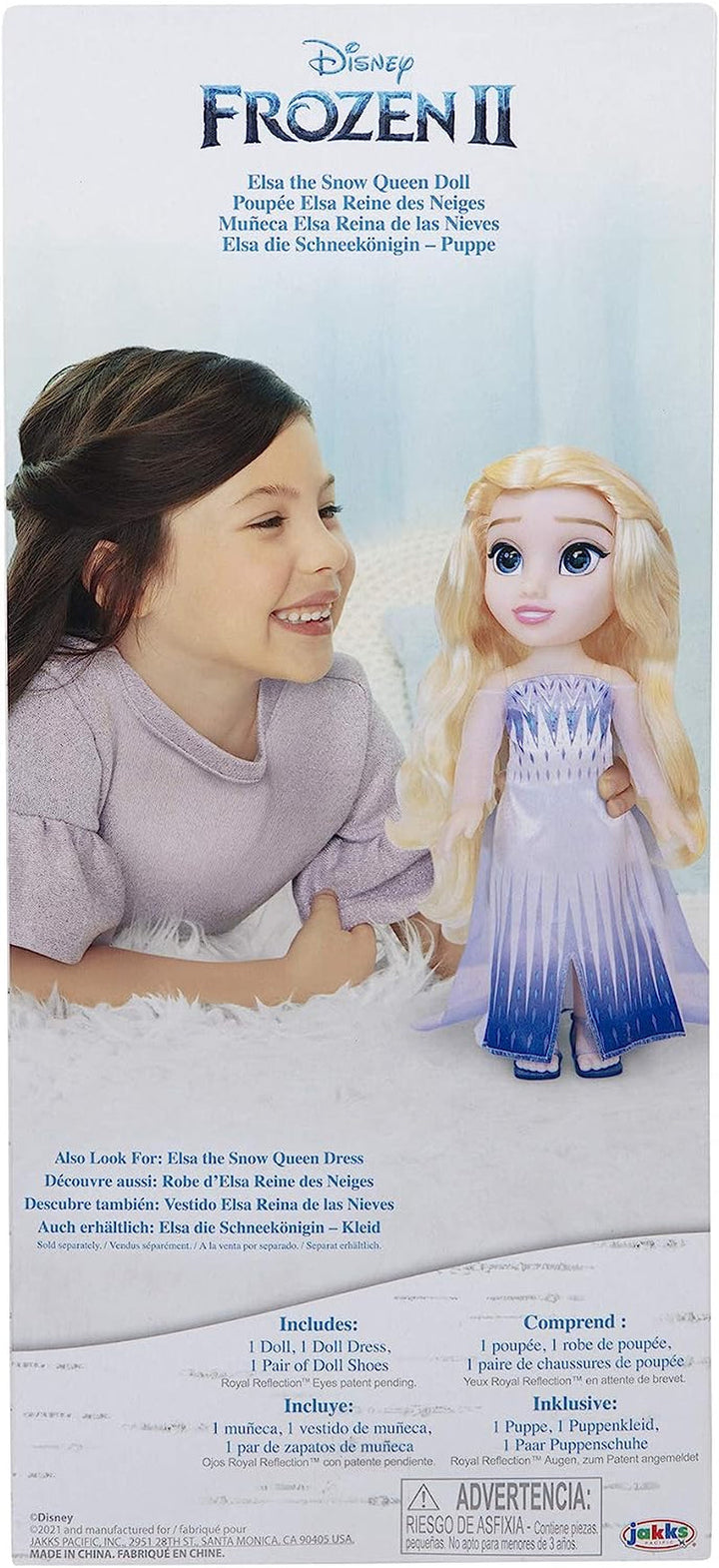Disney Frozen 2 ELSA The Snow Queen Doll - 35 cm înălțime, păpușă mobilă în rochie de modă iconică și cu păr lung care curge pentru distracție suplimentară în timpul jocului, pentru fete cu vârsta de 3 ani și peste, 214894 Papusi Naty Shop