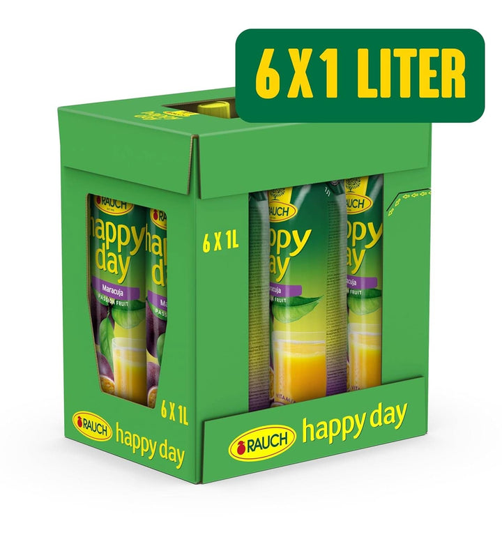 Rauch Happy Day Maracuja | Cu o mulțime de vitamina C | Magie exotică și aromă intensă | 6X 1 litru, Tetra Prisma Bauturi fara alcool Naty Shop
