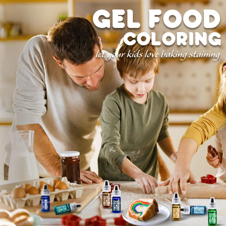 Colorant alimentar cu gel - 16 coloranți alimentari vibranți pentru copt, decorarea torturilor, glazură, fursecuri, fondant și macaroane - Colorant alimentar cu gel pentru fabricarea săpunului și meșteșuguri - 6 ml fiecare