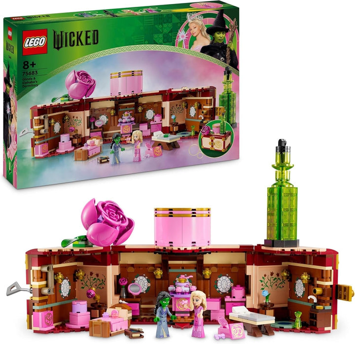 LEGO Wicked Dormitorul lui Glinda și Elphaba - Casă de păpuși cu 2 mini păpuși ale vrăjitoarelor din Oz, accesorii grozave, inclusiv flori și ținute - Jucărie creativă pentru fete peste 8 ani și fani - 75683 Seturi de constructie Besuche den LEGO-Store Titlu implicit