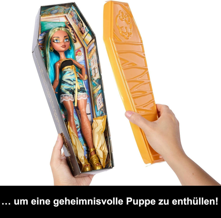 Păpuși și accesorii Monster High Buried Secrets, temă confortabilă Creepover cu păpușă misterioasă și 5 surprize de dezvelit (cifrele pot varia), HYV64 Papusi Naty Shop