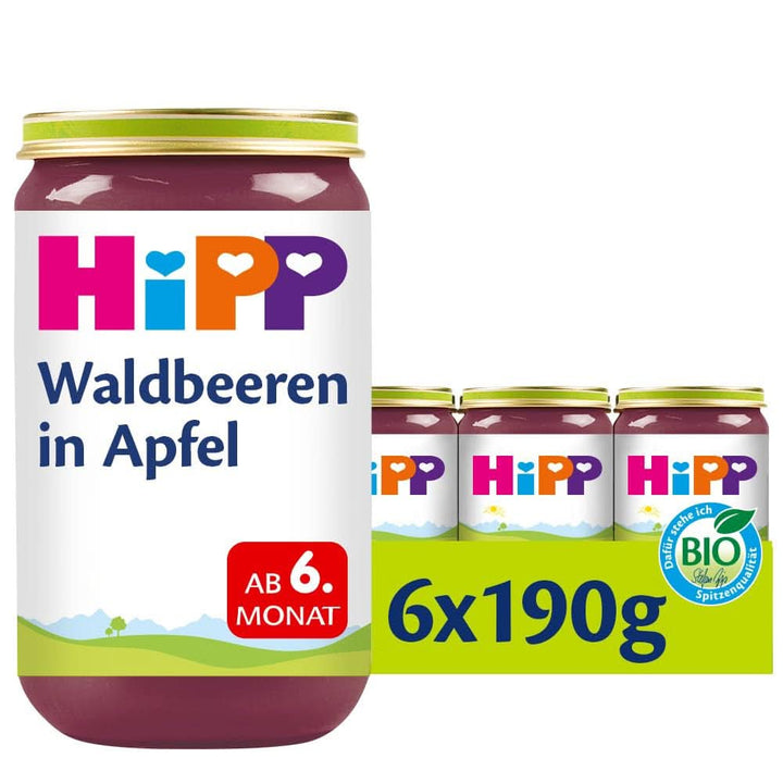 Hipp For Little Gourmets, Nectarine în mere și mango, fără zahăr adăugat, 6 X 190 grame Mama si Copilul Naty Shop 6 x 190 grame Fructe de pădure în piure de mere