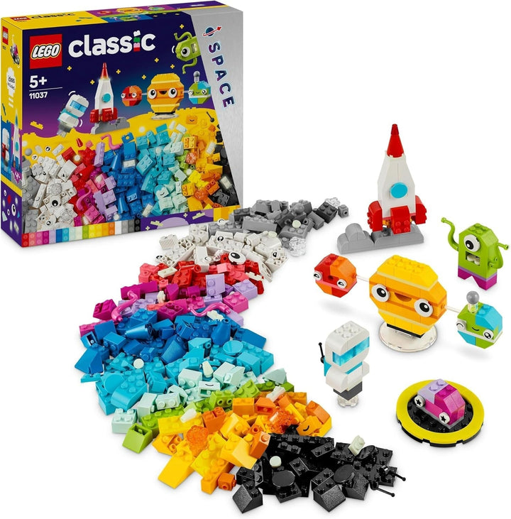 LEGO Classic Creative Space Planets, model construibil al sistemului solar pentru copii, jucărie spațială cu rachetă, navă spațială, planete și extratereștri, cadou pentru copii, băieți și fete de la 5 ani 11037 Seturi de constructie Besuche den LEGO-Store Singur
