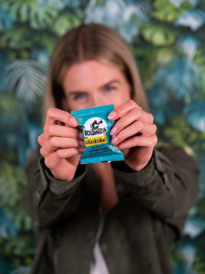 Fursecuri Koawach Fortune Happy Moments Chocolate Vegan – Fursecuri cu ciocolată, ambalate individual – Sustenabile, organice și echitabile – Fursecuri Guarna cu cafeină
