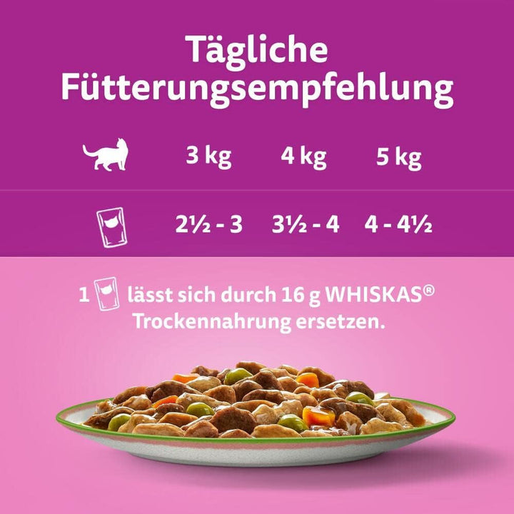 WHISKAS 1+ Hrană umedă pentru pisici - De la 1 an - 40X85G săculeți - Hrană umedă pentru pisici în sos - Hrană umedă de înaltă calitate pentru pisici - pachet mare