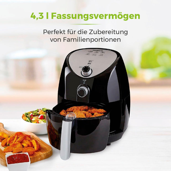 Tower T17021 Friteuză cu aer cald, cronometru de 60 de minute - 4.3L, 1500W Electrocasnice Naty Shop