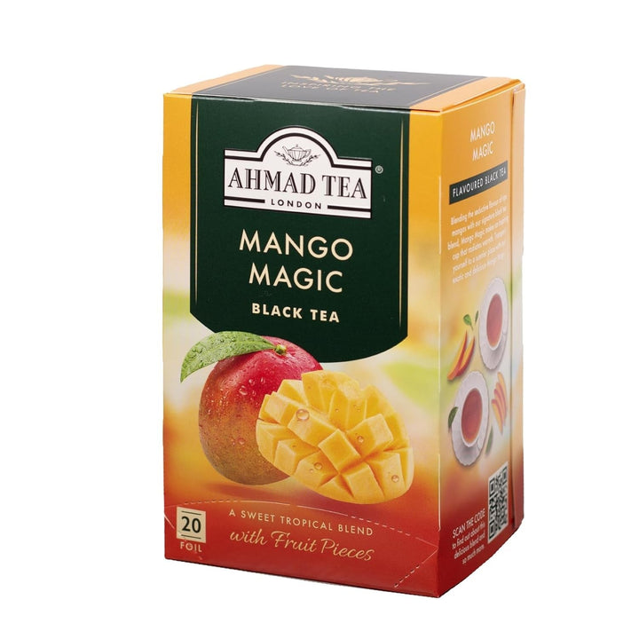 Ahmad Tea - Fruit Tea Selection - Sortiment de ceaiuri de fructe din ceai negru - Măr, piersică și fructul pasiunii, căpșuni, lămâie și lime - Ambalate individual și sigilate pentru păstrarea aromelor - 20 pliculețe de ceai cu bandă