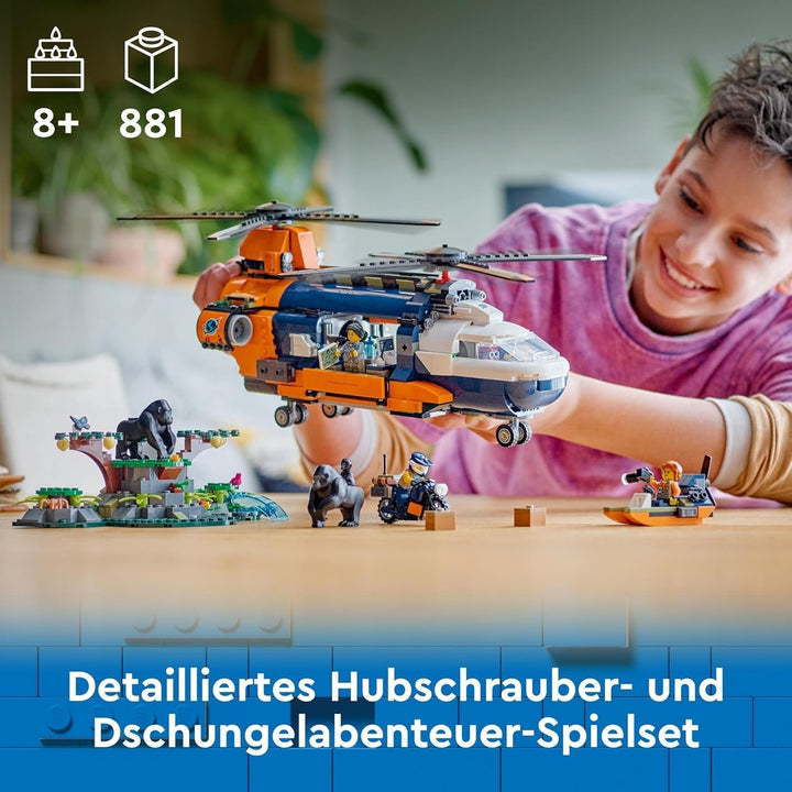 Elicopter LEGO City Jungle Explorer, set de joacă de aventură pentru copii 8+, cadou de Crăciun sau aniversare pentru copii, 5 minifigurine și 3 gorile 60437 Seturi de constructie Besuche den LEGO-Store