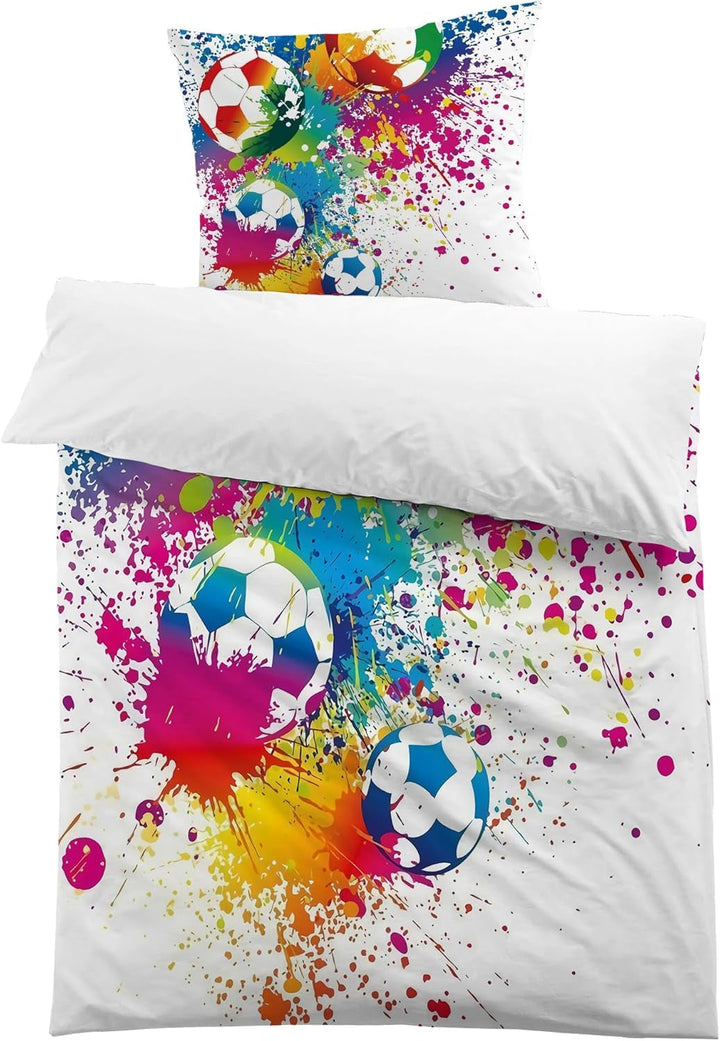 Lenjerie de pat pentru baieti, fotbal, poliester microfibra Lenjerie de pat - copii Naty Shop Model 2 135X200 Cm + 80X80 Cm