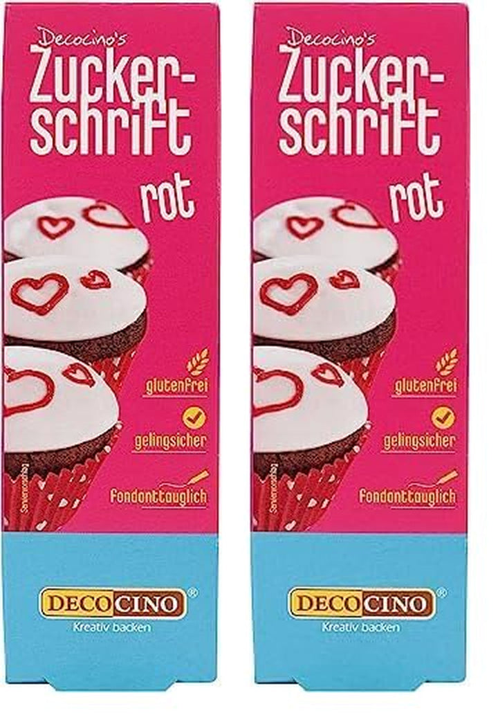 Decocino Inscripționare Zahăr în Roșu – Inscripționare Colorant Alimentar – Tub Practic pentru Etichetarea Fondantului și Glazurii – Decorațiuni de Coacere pentru Torturi, Torturi și Cupcakes! (Pachet de 2)