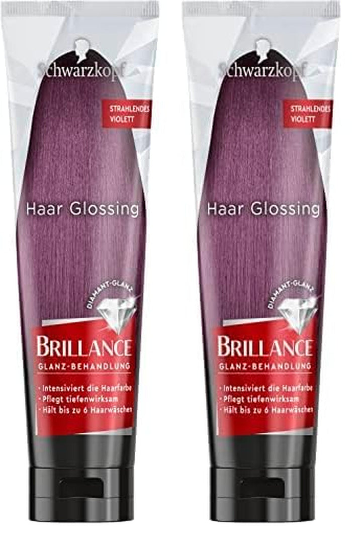 Brillance Shine Treatment, Hair Glossing Radiant Violet (150 ml), hrănește și intensifică culoarea părului, poate fi folosit ca o mască de păr, durează până la 6 spălări ale părului Vopsea pentru par Naty Shop Violet radiant 150 Ml (pachet de 2)