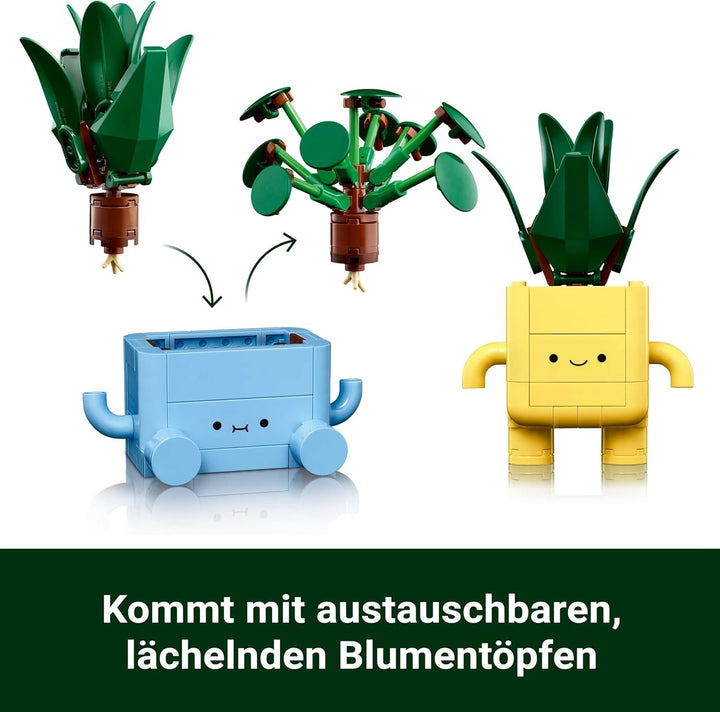 LEGO Botanicals Happy Plants - Set de bricolaj pentru copii cu 2 flori artificiale și 2 ghivece de flori colorate cu fețe de desene animate - Idee de cadou pentru fete de la 9 ani - 10349 Seturi de constructie Besuche den LEGO-Store