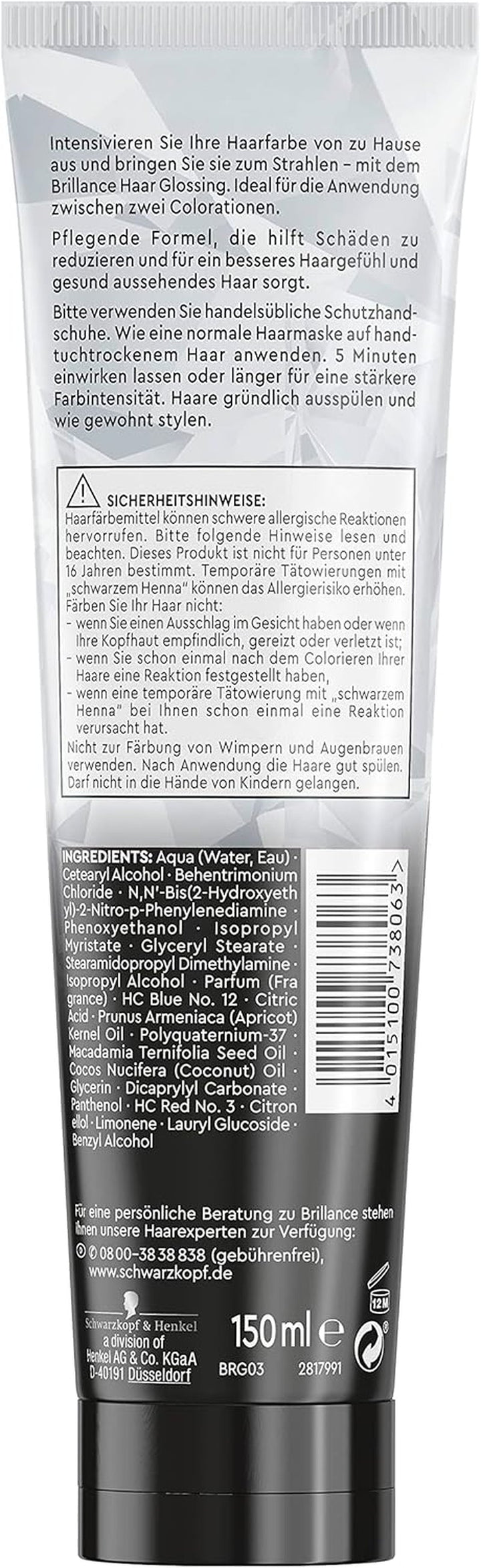 Brillance Shine Treatment, Hair Glossing Radiant Violet (150 ml), hrănește și intensifică culoarea părului, poate fi folosit ca o mască de păr, durează până la 6 spălări ale părului Vopsea pentru par Naty Shop