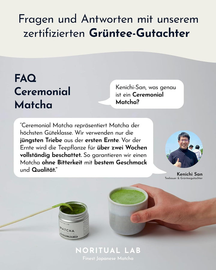 Matcha ceremonial - pudră de matcha pură din Japonia - calitate ceremonială - ceai verde matcha original - prima recoltă - 100% natural și testat în laborator