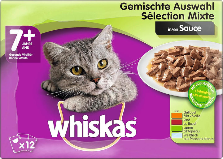 Hrană umedă pentru pisici Whiskas Adult 1+ Poultry selection in jelly, 120 pliculețe, 120X85G (1 pachet vrac) - Hrană umedă de înaltă calitate, Pentru pisici adulte