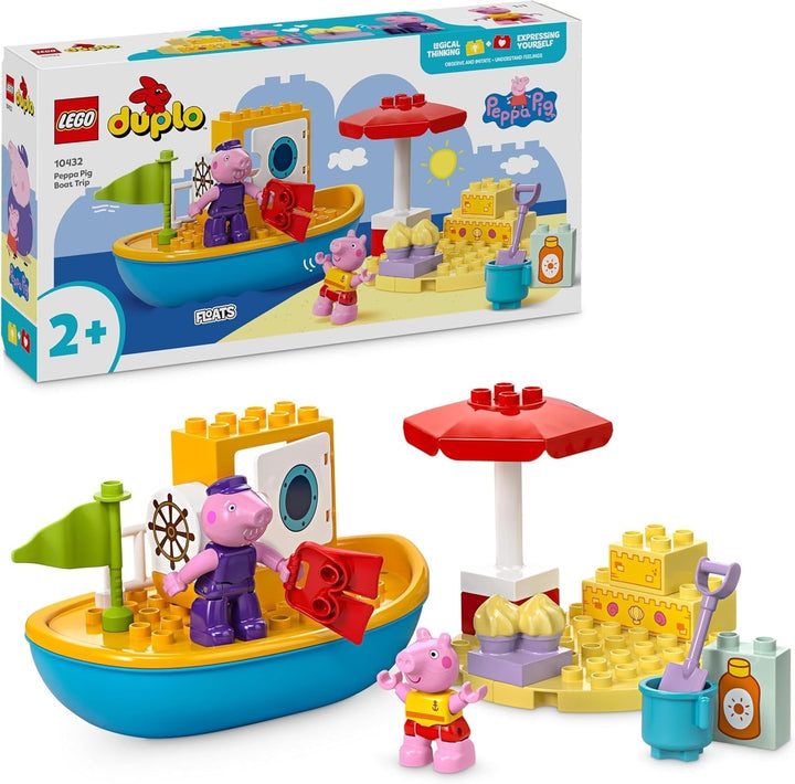 LEGO DUPLO Peppa's Boat Trip: Set de joacă cu barcă de jucărie pentru a construi și reconstrui cu 2 figuri, jucărie creativă, idee de cadou pentru copii de la 2 ani, băieți și fete 10432 Seturi de constructie Besuche den LEGO-Store Titlu implicit