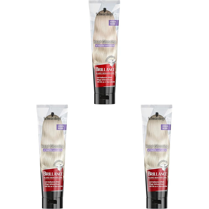 Brillance Shine Treatment, Hair Glossing Radiant Violet (150 ml), hrănește și intensifică culoarea părului, poate fi folosit ca o mască de păr, durează până la 6 spălări ale părului Vopsea pentru par Naty Shop Blondă cool 150.00 Ml (pachet de 3)